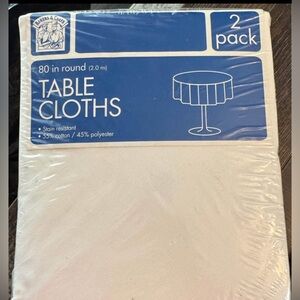 White Stain Resistant Round Table Cloths- 2 Pack
